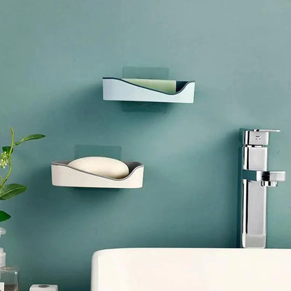 Soap Rack No Drilling Wall Mounted Double Layer Soap Holder Soap Sponge Dish Bathroom Accessories Soap Dishes Self Adhesive Soap Dish Bar Soap Holder Soap Dishes Tray Saver Case Box for Shower Bathroom Kitchen Dish Drainer Drying Rack