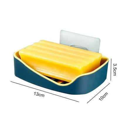 Soap Rack No Drilling Wall Mounted Double Layer Soap Holder Soap Sponge Dish Bathroom Accessories Soap Dishes Self Adhesive Soap Dish Bar Soap Holder Soap Dishes Tray Saver Case Box for Shower Bathroom Kitchen Dish Drainer Drying Rack