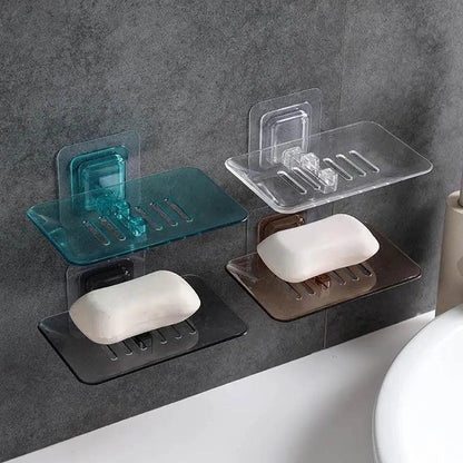Soap Rack No Drilling Wall Mounted Double Layer Soap Holder Soap Sponge Dish Bathroom Accessories Soap Dishes Self Adhesive Soap Dish Bar Soap Holder Soap Dishes Tray Saver Case Box for Shower Bathroom Kitchen Dish Drainer Drying Rack