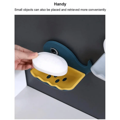 Soap Rack No Drilling Wall Mounted Drain Non Perforated Double Layer Holder Sponge Dish Accessories Magic Soap Dishes Bathroom Cute Soap Dish for Kids Plastic Self Draining Soap Holder for Shower Wall Cartoon Hanging Bathroom Soap Tray with Suction Cup