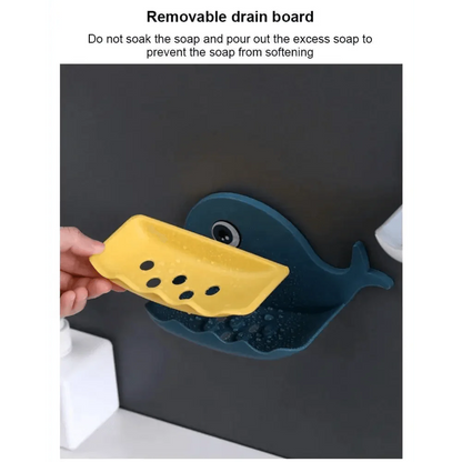 Soap Rack No Drilling Wall Mounted Drain Non Perforated Double Layer Holder Sponge Dish Accessories Magic Soap Dishes Bathroom Cute Soap Dish for Kids Plastic Self Draining Soap Holder for Shower Wall Cartoon Hanging Bathroom Soap Tray with Suction Cup