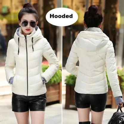 Soft And Comfortable Winter Jacket For Women Short Women's Thicken Outerwear In solid hooded Coats Zipper For Female Slim Cotton padded basic tops