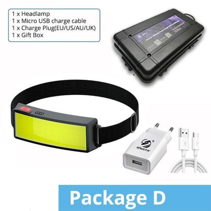 Soft Light Headlamp Flashlight LED Headlamp Adjustable Strap With COB Wick  Headlight Beads Wide Range of Lighting   Perfect Head Light For Camping Hiking Running Built-in Rechargeable Lithium Battery