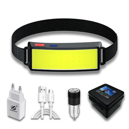 Soft Light Headlamp Flashlight LED Headlamp Adjustable Strap With COB Wick  Headlight Beads Wide Range of Lighting   Perfect Head Light For Camping Hiking Running Built-in Rechargeable Lithium Battery