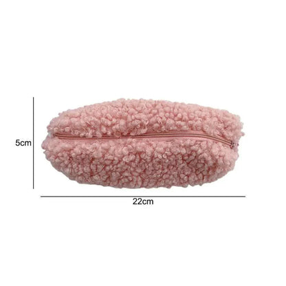 Soft Plush Pencil Case Stationery Pouch Cosmetic Zipper Pouch Bag Simple Lightweight Design