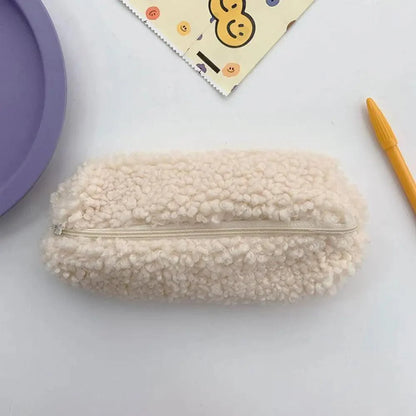 Soft Plush Pencil Case Stationery Pouch Cosmetic Zipper Pouch Bag Simple Lightweight Design