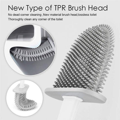 Soft Silicone Head Toilet Brush With Holder Black Wall-Mounted Detachable Handle Bathroom Cleaner Durable Accessories Silicone Toilet Brush Wall Mounting Toilet Brush No-Slip Long Handle Soft Silicone Bristle Toilet Corner Cleaner