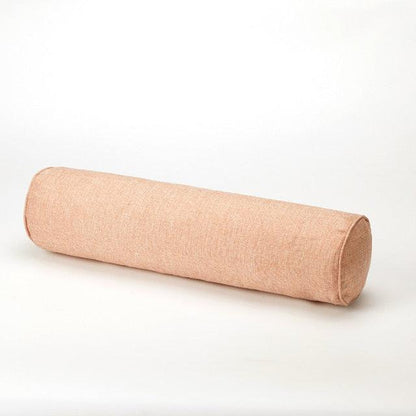 Solid Long Round Maternity Pillow Cotton linen Neck Headrest Body pillow Bed Chair Car Seat Backrest Sleeping Pillow Round Cervical Roll Cylinder Bolster Pillow with Removable Washable Cover, Ergonomically Designed  for Head Neck Spine