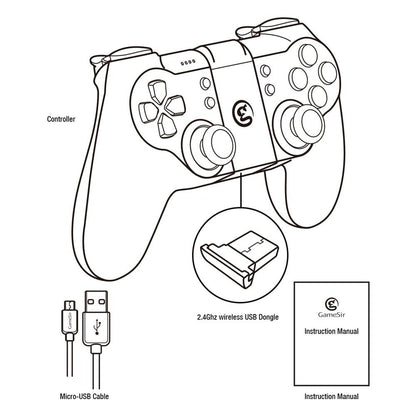 Solid Sustainable Black Bluetooth 2.4GHz Wireless Gamepad Controller Compatible With PC Smartphones Laptop