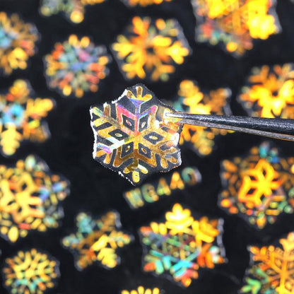 Sparkly Gold Bronzing Christmas 3D Snowflake Nail Stickers Colorful Sliver Glitter Xmas Elk Deer Socks Transfer Foil For Nails Snowflake Nail Art Stickers Decals Christmas Nail 3D Self Adhesive Nail Stickers for Acrylic Nails Snowflake Winter Slider