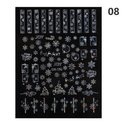Sparkly Gold Bronzing Christmas 3D Snowflake Nail Stickers Colorful Sliver Glitter Xmas Elk Deer Socks Transfer Foil For Nails Snowflake Nail Art Stickers Decals Christmas Nail 3D Self Adhesive Nail Stickers for Acrylic Nails Snowflake Winter Slider