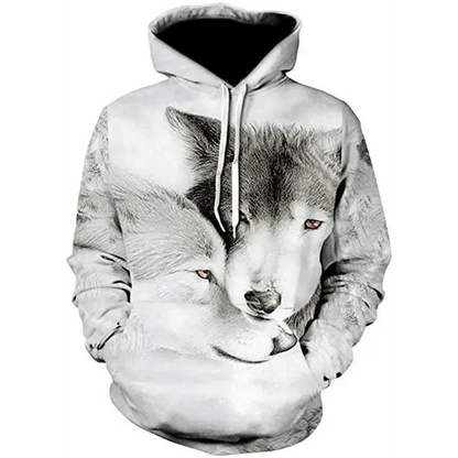 Spring And Summer 3D Digital Printing Fashion Men's And Women's Couple Sweatshirts Animal Pattern Novelty Sweatshirt with Hoodies Pockets for Adults Women Men
