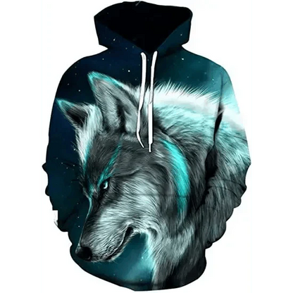 Spring And Summer 3D Digital Printing Fashion Men's And Women's Couple Sweatshirts Animal Pattern Novelty Sweatshirt with Hoodies Pockets for Adults Women Men