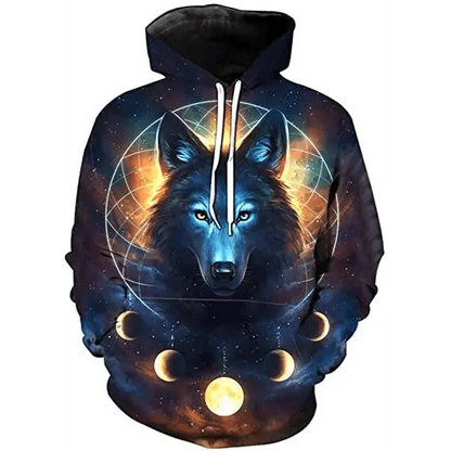 Spring And Summer 3D Digital Printing Fashion Men's And Women's Couple Sweatshirts Animal Pattern Novelty Sweatshirt with Hoodies Pockets for Adults Women Men