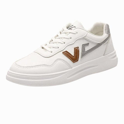 Spring Fashion Breathble Women Sneakers Leather Platform Shoes Women Lace Up Casual Shoes White Fashion Sneakers White PU Leather Platform Sneaker For Women Lace Up Walking Sneakers