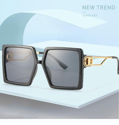 Square Oversized Sunglasses for Women Men Flat Top Fashion Shades Big Frame Sunglasses For Women With Hollow Glasses & New Legs Fashionable Sunglasses For Men & Women