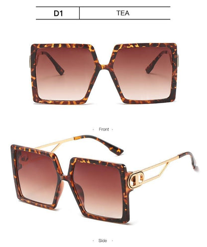 Square Oversized Sunglasses for Women Men Flat Top Fashion Shades Big Frame Sunglasses For Women With Hollow Glasses & New Legs Fashionable Sunglasses For Men & Women