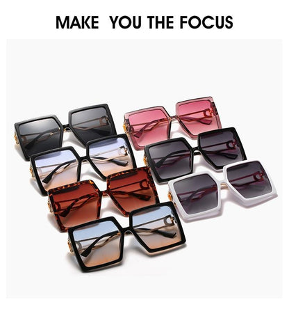 Square Oversized Sunglasses for Women Men Flat Top Fashion Shades Big Frame Sunglasses For Women With Hollow Glasses & New Legs Fashionable Sunglasses For Men & Women