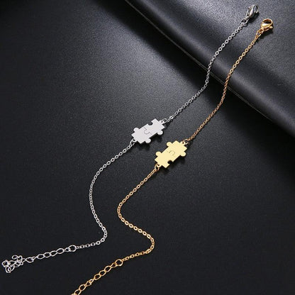 Stainless Steel Bracelet For Women Gold And Silver Color Puzzle Gold Plated Dainty Link Paperclip Bracelets Adjustable Layered Metal Link Bracelet For Women Bangle Bracelet Puzzle Best Friends Gift