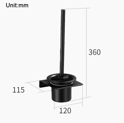 Stainless Steel Toilet Brush Holder Black Wall Mounted Toilet Bowl Brush Holder For Bathroom Cleaning Kit