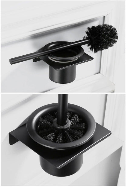 Stainless Steel Toilet Brush Holder Black Wall Mounted Toilet Bowl Brush Holder For Bathroom Cleaning Kit