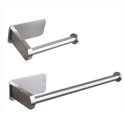 Stainless Steel Wall Toilet Paper Roll Holder Black Silver Self Adhesive Toilet Paper Holder for Bathroom Stick Wall Towel Rack