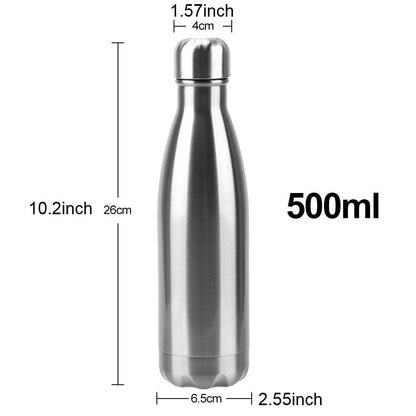 Stainless Steel Water Bottle BPA Free Thermos Water Beer Thermos 500ml for Sport Bottles Double-Wall Insulated Vacuum Flask Double-Walled Insulated Vacuum Flask Stainless Steel Drinking Bottle