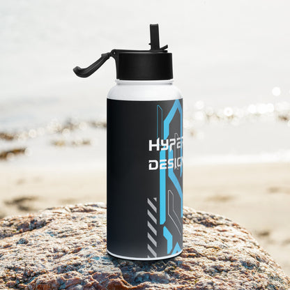 Stainless steel water bottle with a straw lid