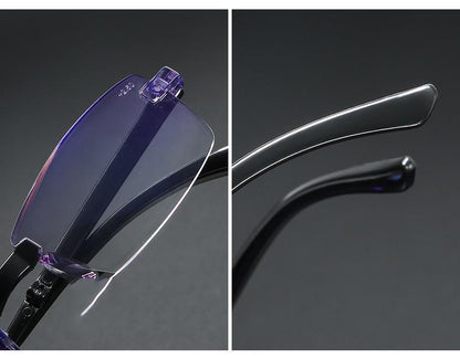 Stylish Fashionable  Blue Light Blocking Rimless Reading Glasses Women Men Simple Modern Square Frameless Diopters Glasses Frameless Reading Glasses Blue Light Blocking Rimless Computer Reader Lightweight Anti Glare Filter Eyeglasses