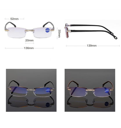 Stylish Fashionable  Blue Light Blocking Rimless Reading Glasses Women Men Simple Modern Square Frameless Diopters Glasses Frameless Reading Glasses Blue Light Blocking Rimless Computer Reader Lightweight Anti Glare Filter Eyeglasses