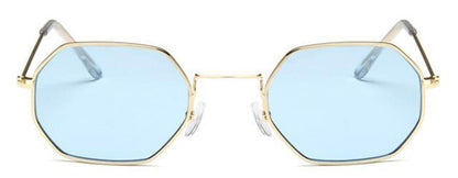 Stylish Hexagon Trendy Colorful Sunglasses For Women New Metal Luxury Summer Eyewear Women New Stainless Steel Lightweight Frame Cool Style Outdoor Travel UV Glasses