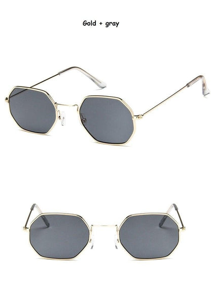 Stylish Hexagon Trendy Colorful Sunglasses For Women New Metal Luxury Summer Eyewear Women New Stainless Steel Lightweight Frame Cool Style Outdoor Travel UV Glasses