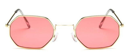 Stylish Hexagon Trendy Colorful Sunglasses For Women New Metal Luxury Summer Eyewear Women New Stainless Steel Lightweight Frame Cool Style Outdoor Travel UV Glasses