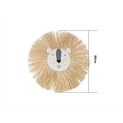 Stylish Interior Hand Woven Cartoon Lion Hanging Decorations Cotton Thread Weaving Animal Head Ornament Children room Wall Hanging