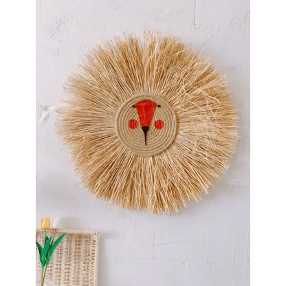 Stylish Interior Hand Woven Cartoon Lion Hanging Decorations Cotton Thread Weaving Animal Head Ornament Children room Wall Hanging