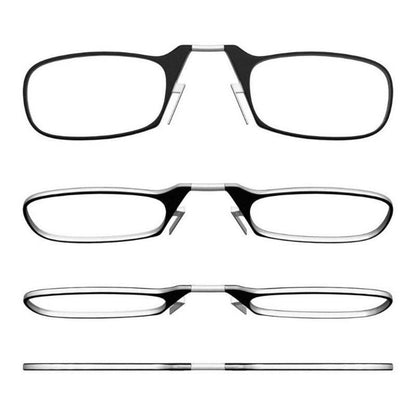 Stylish Polarized Legless Clamp Nose Reading Lightweight Glasses For Men And Women Unique Design  Portable Glasses Case Can Be Attached To The Mobile Phone Case Anti Blue Light Glasses ectangular Reading Glasses
