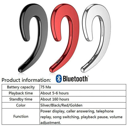 Stylish Unique Design Bone Conduction Earphone Wireless Bluetooth 4.2 Sports Stereo Headset For Laptop Ear Hook Ear Buds Lightweight Waterproof Earpiece For Business
