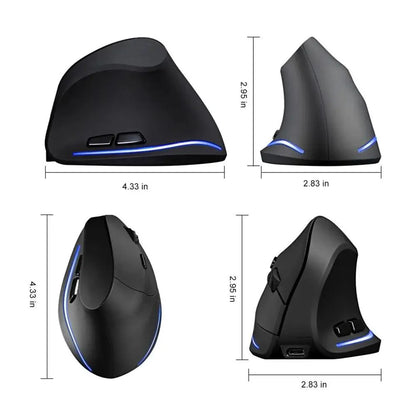 Stylish Vertical Wireless Mouse Game Rechargeable Ergonomic Mouse Modern Design RGB Optical USB Mice For Windows Mac 2400 DPI 2.4G Mice