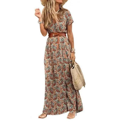 Summer Beach Stylish Womens Dress Long Casual V-Neck Party Comfort Fashion Women Dress