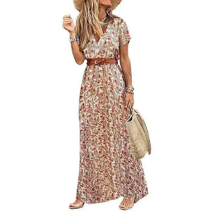 Summer Beach Stylish Womens Dress Long Casual V-Neck Party Comfort Fashion Women Dress