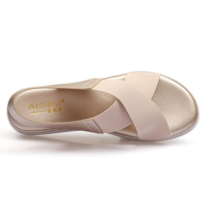 Summer Comfy Slip On Women Sandals Elastic Textile Sandals Casual Beach Shoes For Woman Classics Non-slip Lightweight Flat Sandals Fashion Sandals Ankle Strap Flat Sandals