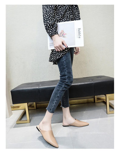 Summer Elegant Ladies Slippers Slip On Square Heel Shoes High Heels Women Pumps Women Flats Elastic Mules Comfortable Slip On Women's Flats Loafers Casual Flat Shoes