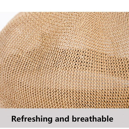 Summer Fashion Cap Straw Women Cap Adjustable Beret Mesh Breathable Berets Women Autumn Winter Hat Retro Pure Color Beanie Outdoor Beige Hat 56-58cm