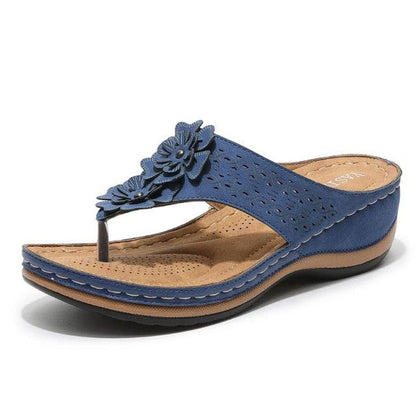Summer Flat Sandal For Women Multicolor Handmade Retro Flowers Flip-Flops Women Slippers Cute Flat Summer Flats Sandals Women Strappy Flat Open Toe Sandals
