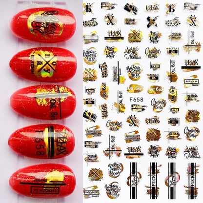 Summer Glitter Nail Decals Stickers Gold Black White Leaf Manicuring Foils Geometric Slider Nail Art Adhesive Decor Adhesive 3D Wave Design Decoration for Women Girls Art Stickers Decal Decoration Metallic Curve Strip Line Nail Decor