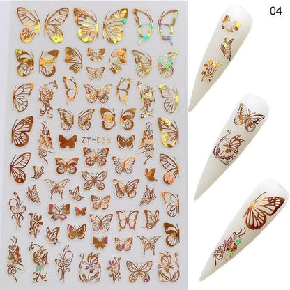 Summer Glitter Nail Decals Stickers Gold Black White Leaf Manicuring Foils Geometric Slider Nail Art Adhesive Decor Adhesive 3D Wave Design Decoration for Women Girls Art Stickers Decal Decoration Metallic Curve Strip Line Nail Decor