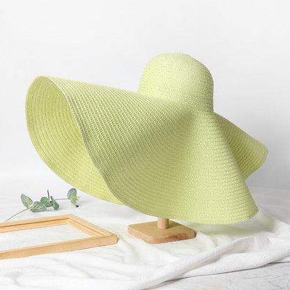 Summer Large Wide Brim Foldable Sun Hats For Women Foldable Sun Hat Wide Brim Summer Straw Floppy Beach Hat Oversized Sun Hat Modern Travel Straw Hat Fashionable Lady UV Protection Beach Hat 54-57cm