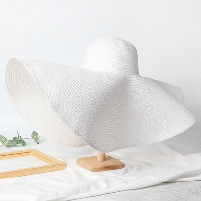 Summer Large Wide Brim Foldable Sun Hats For Women Foldable Sun Hat Wide Brim Summer Straw Floppy Beach Hat Oversized Sun Hat Modern Travel Straw Hat Fashionable Lady UV Protection Beach Hat 54-57cm