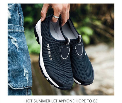 Summer Mesh Beach Men Shoes  Lightweight Breathable Walking Footwear New Slip-On Comfortable Outdoor Walking Footwear Non-Slip Running Climbing Shoes Sneakers Lightweight Breathable Walking Shoes