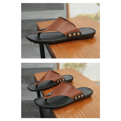 Summer Modern Design Men Flip-Flops For Beach Slippers Classic Brown Sandals Comfortable Casual Beach Outdoor Slippers For Men